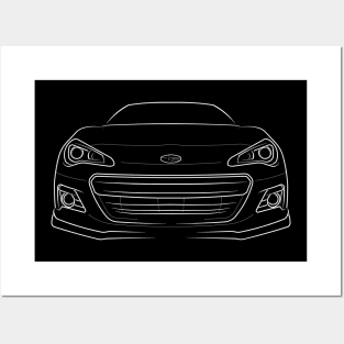 front/profile Subaru BRZ - front/profile stencil, white Posters and Art